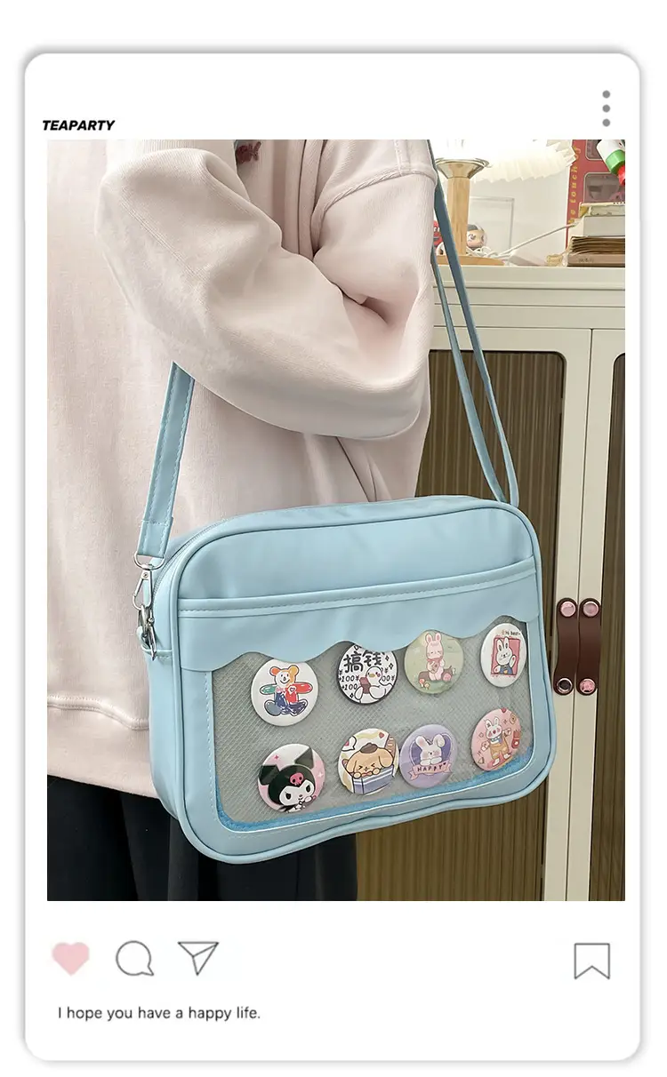 Pink Cartoon Button Shoulder Bag for Women — feature 1