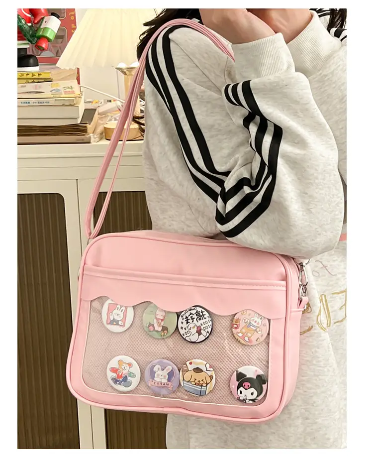 Pink Cartoon Button Shoulder Bag for Women — feature 12