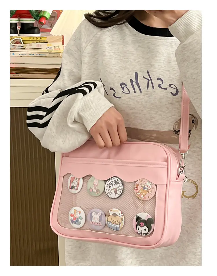 Pink Cartoon Button Shoulder Bag for Women — feature 13