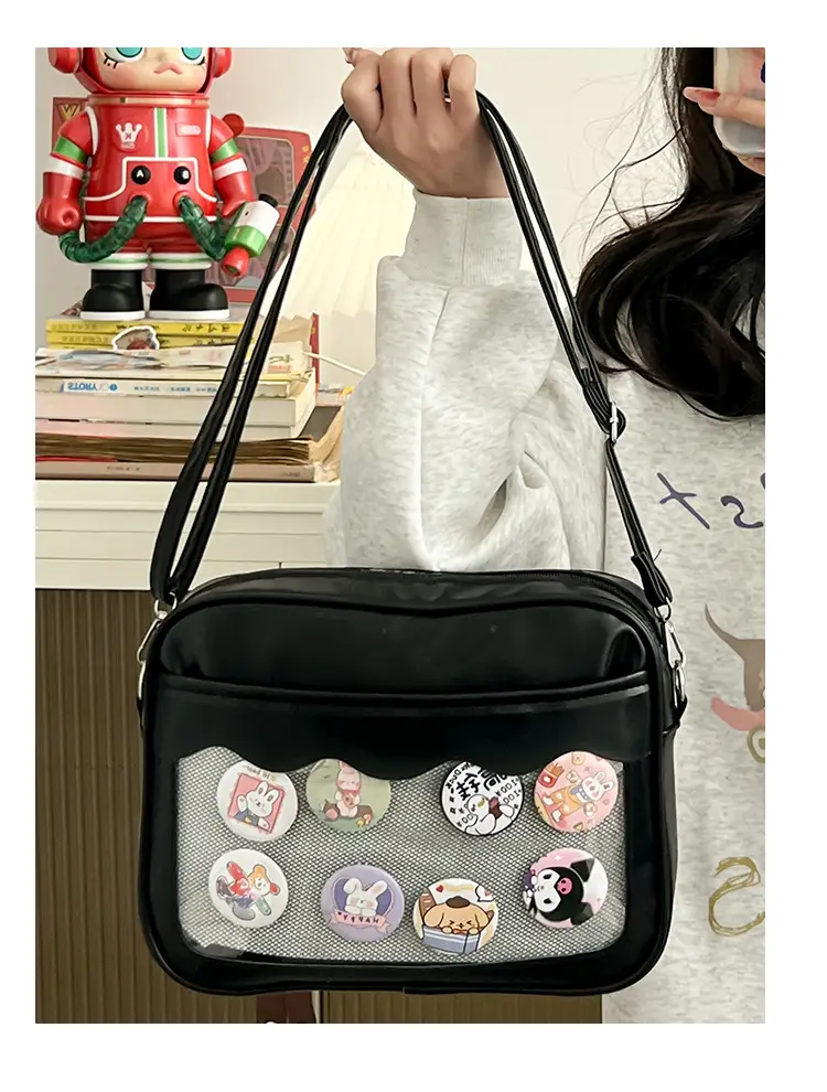 Pink Cartoon Button Shoulder Bag for Women — feature 14