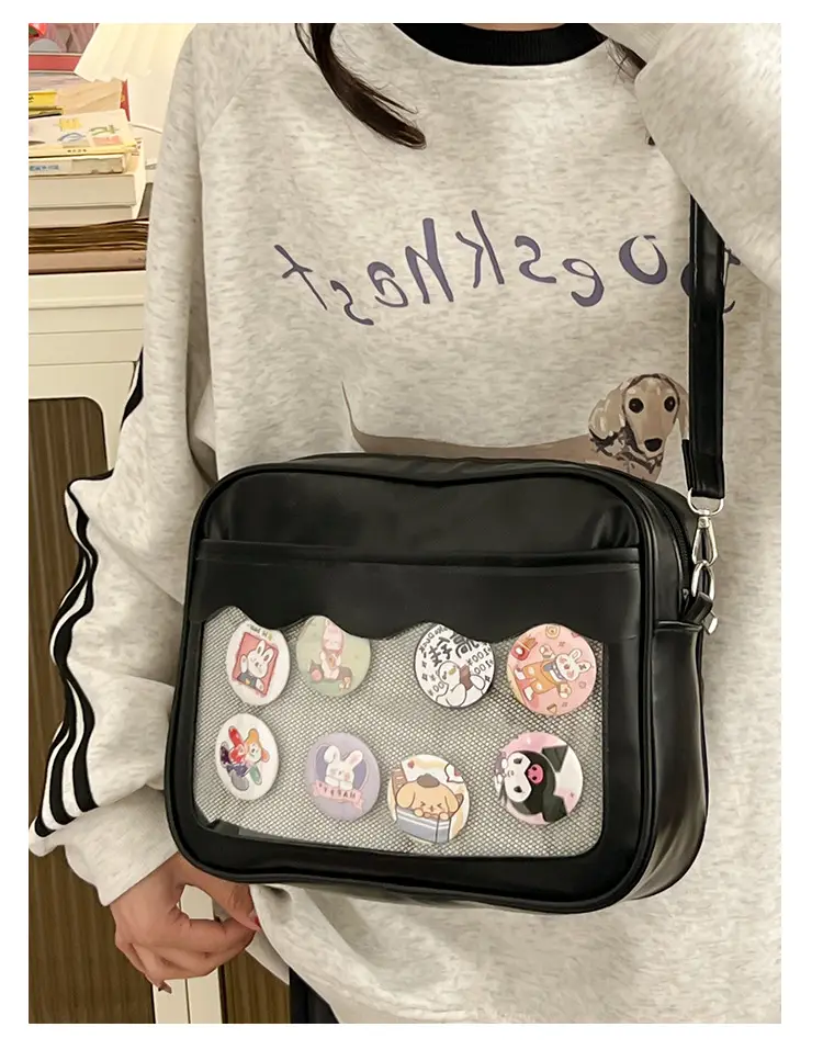Pink Cartoon Button Shoulder Bag for Women — feature 16