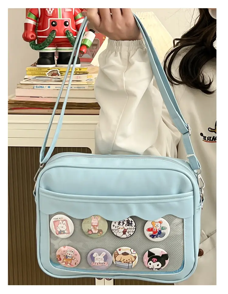 Pink Cartoon Button Shoulder Bag for Women — feature 17