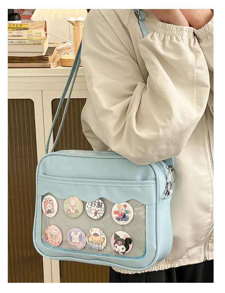 Pink Cartoon Button Shoulder Bag for Women — feature 19