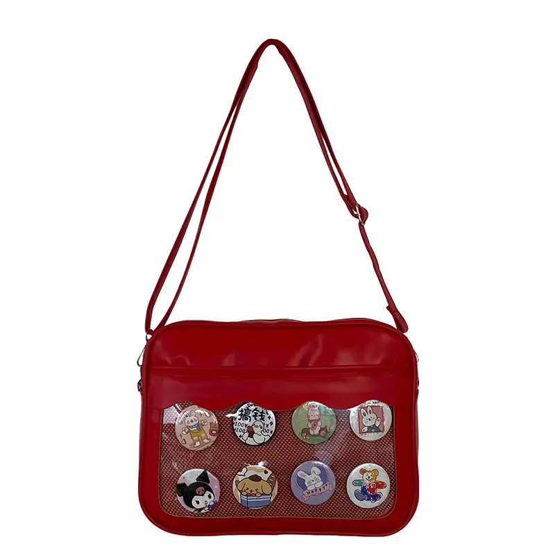 Pink Cartoon Button Shoulder Bag for Women - Image 3