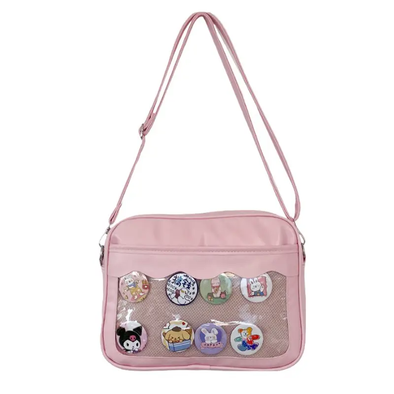 Pink Cartoon Button Shoulder Bag for Women - Image 5