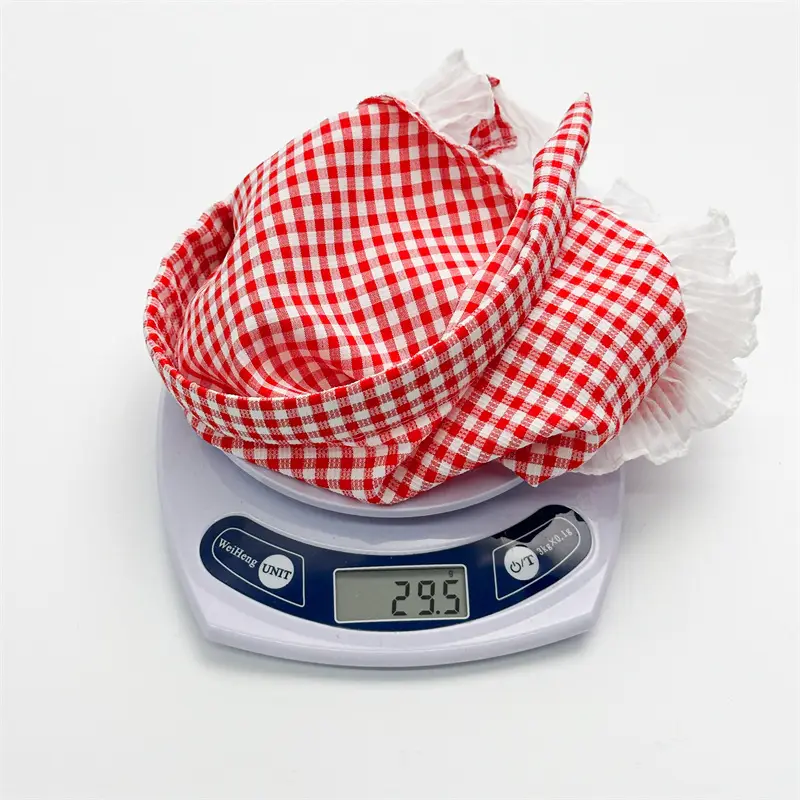 Women's Red White Checkered Triangle Headscarf Summer Sunscreen — feature 11