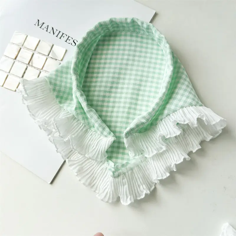 Women's Red White Checkered Triangle Headscarf Summer Sunscreen - Image 2