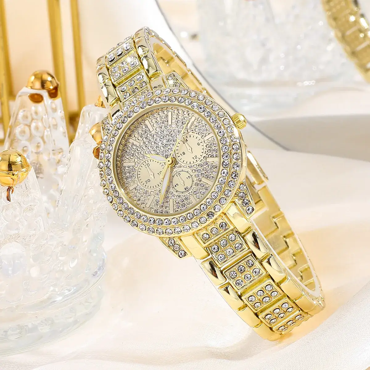 Women's Diamond Bracelet Quartz Watch Silver Sparkle - Image 4