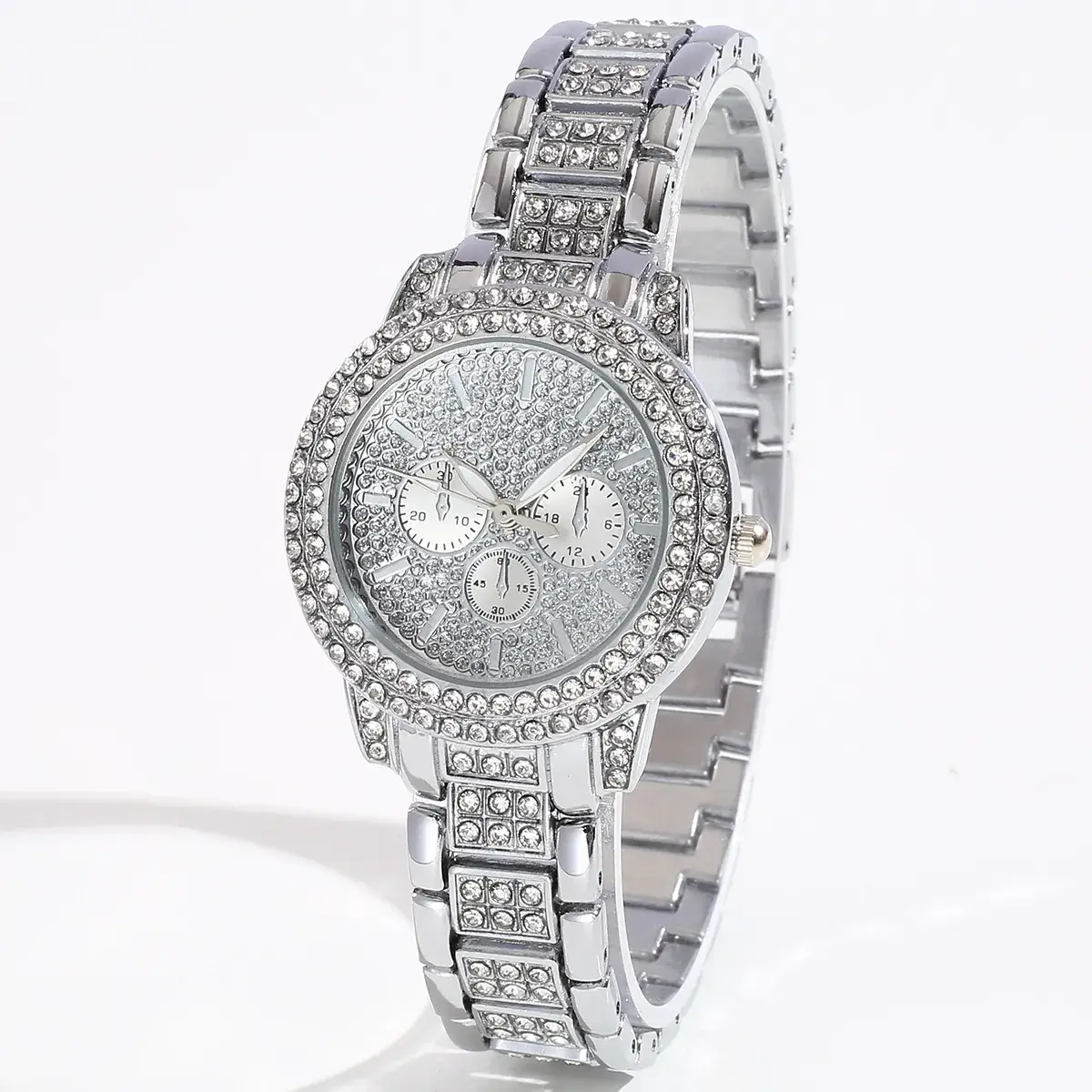 Women's Diamond Bracelet Quartz Watch Silver Sparkle - Image 8