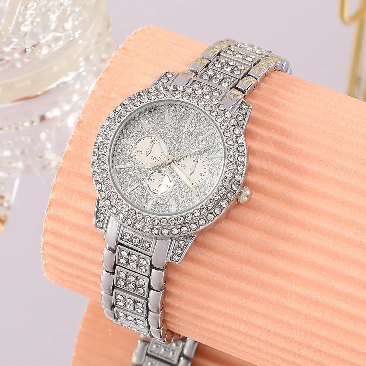 Women's Diamond Bracelet Quartz Watch Silver Sparkle - Image 2