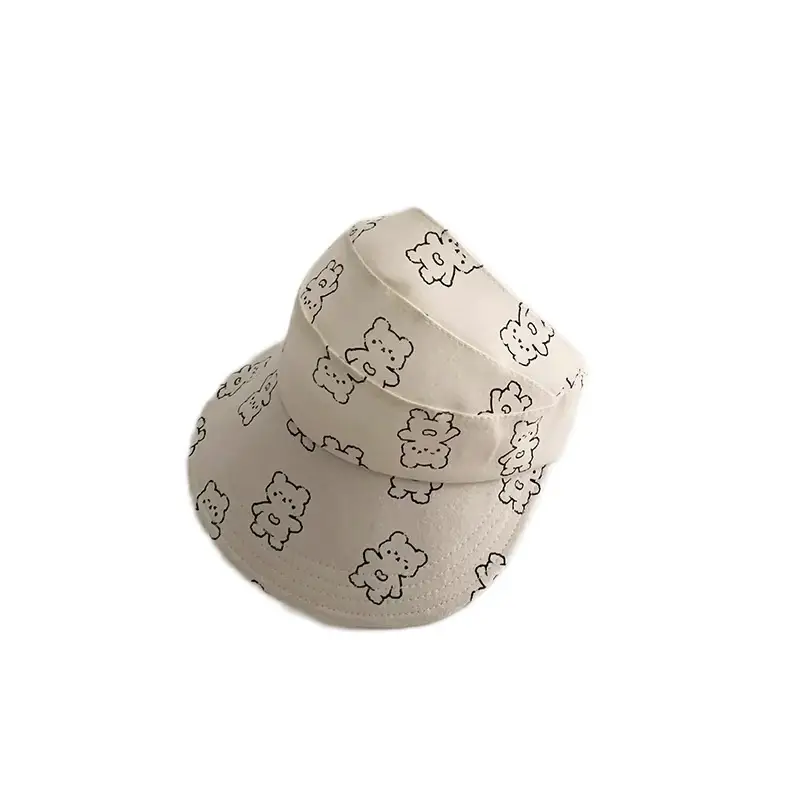 Girls Sun Hat with Flower Embroidery Beige Big Brim - Image 7
