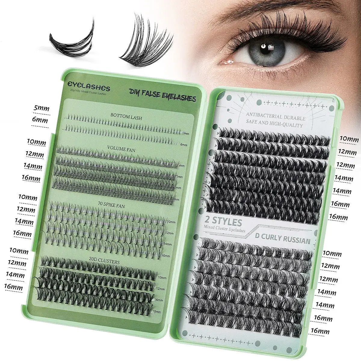 False Eyelash Set with D-Shape & Self-Grafting Clips - Image 24