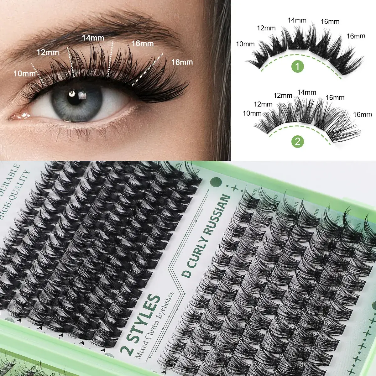 False Eyelash Set with D-Shape & Self-Grafting Clips - Image 26