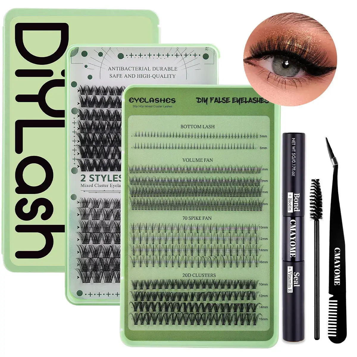 False Eyelash Set with D-Shape & Self-Grafting Clips - Image 27
