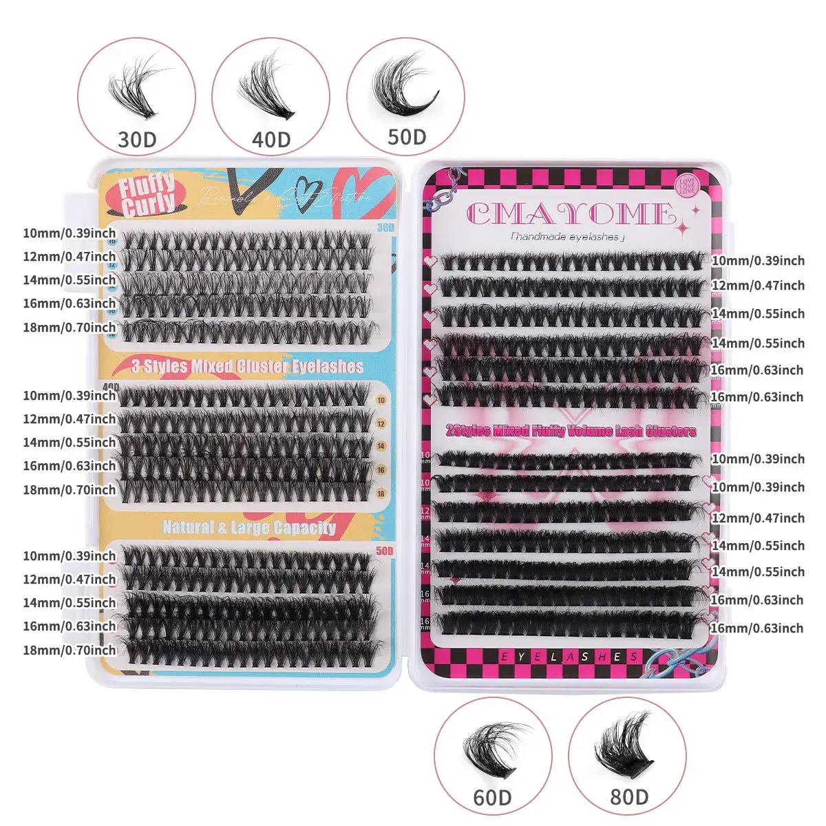 False Eyelash Set with D-Shape & Self-Grafting Clips - Image 15