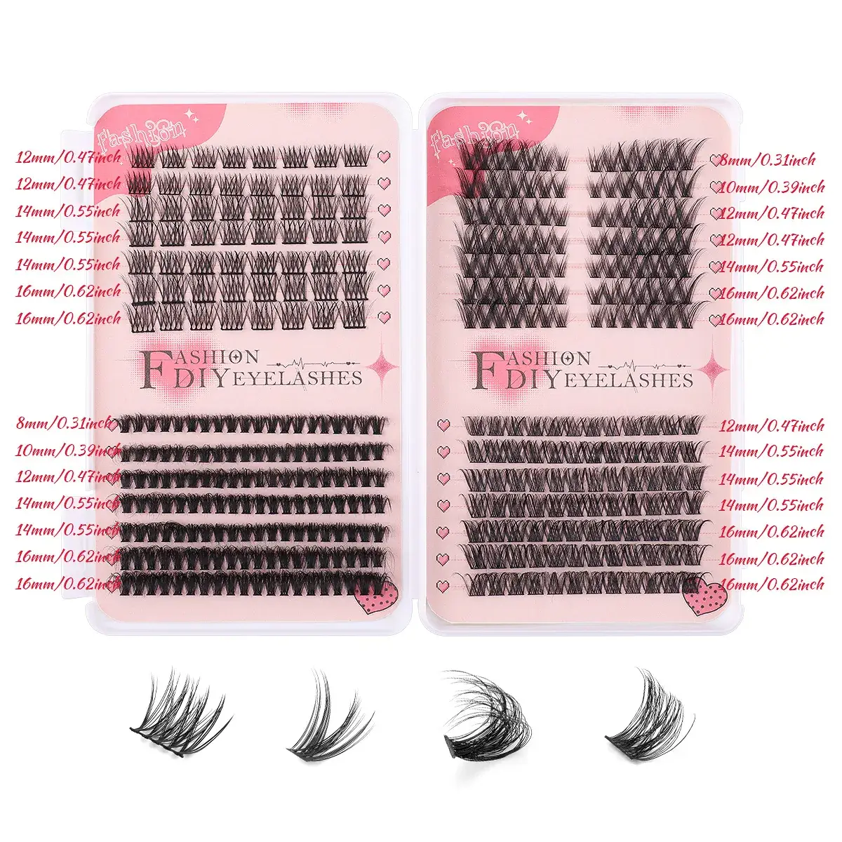 False Eyelash Set with D-Shape & Self-Grafting Clips - Image 17