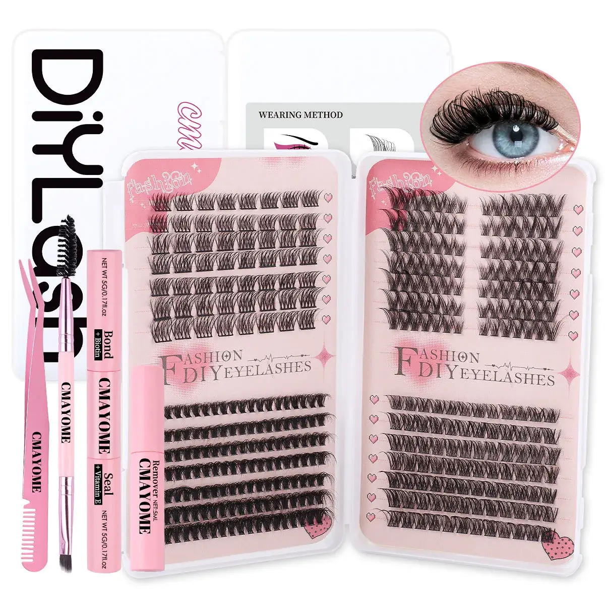 False Eyelash Set with D-Shape & Self-Grafting Clips - Image 18