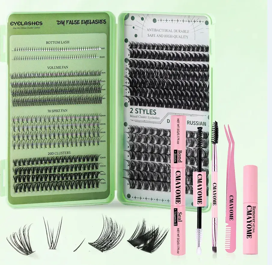 False Eyelash Set with D-Shape & Self-Grafting Clips - Image 3