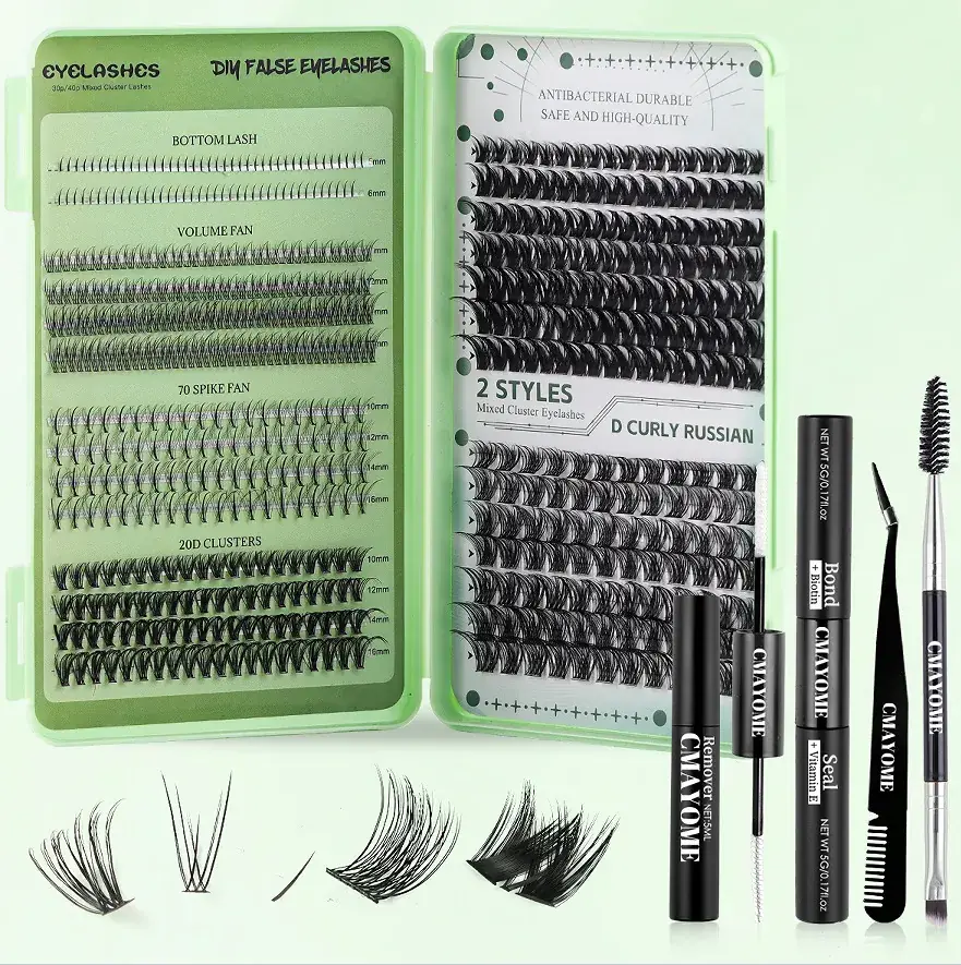 False Eyelash Set with D-Shape & Self-Grafting Clips - Image 4