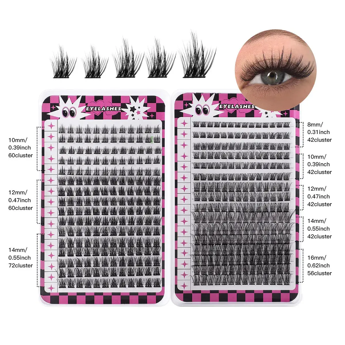 False Eyelash Set with D-Shape & Self-Grafting Clips - Image 5