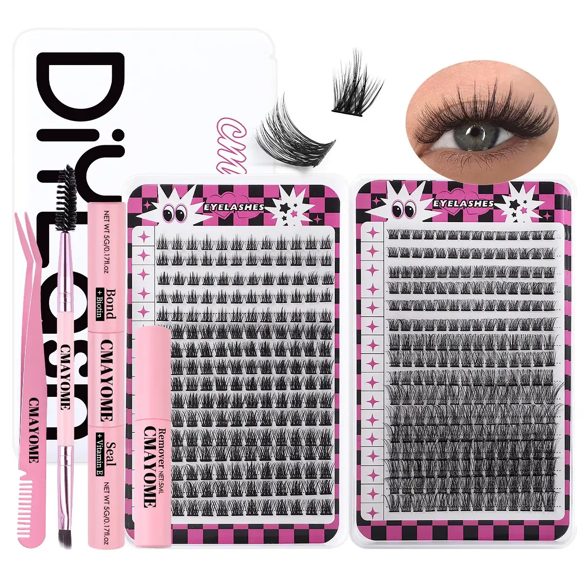 False Eyelash Set with D-Shape & Self-Grafting Clips - Image 6