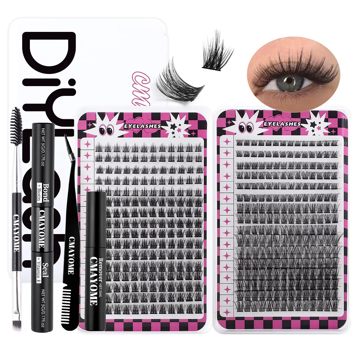 False Eyelash Set with D-Shape & Self-Grafting Clips - Image 7