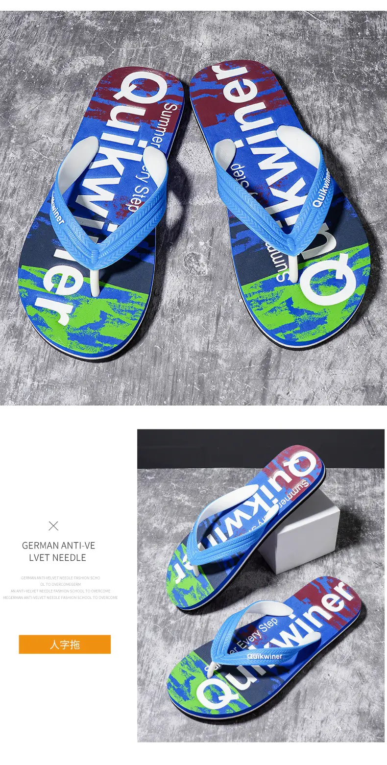 Men's Trendy Blue Printed Flip-Flops 2023 — feature 11