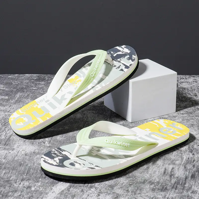 Men's Trendy Blue Printed Flip-Flops 2023 - Image 2