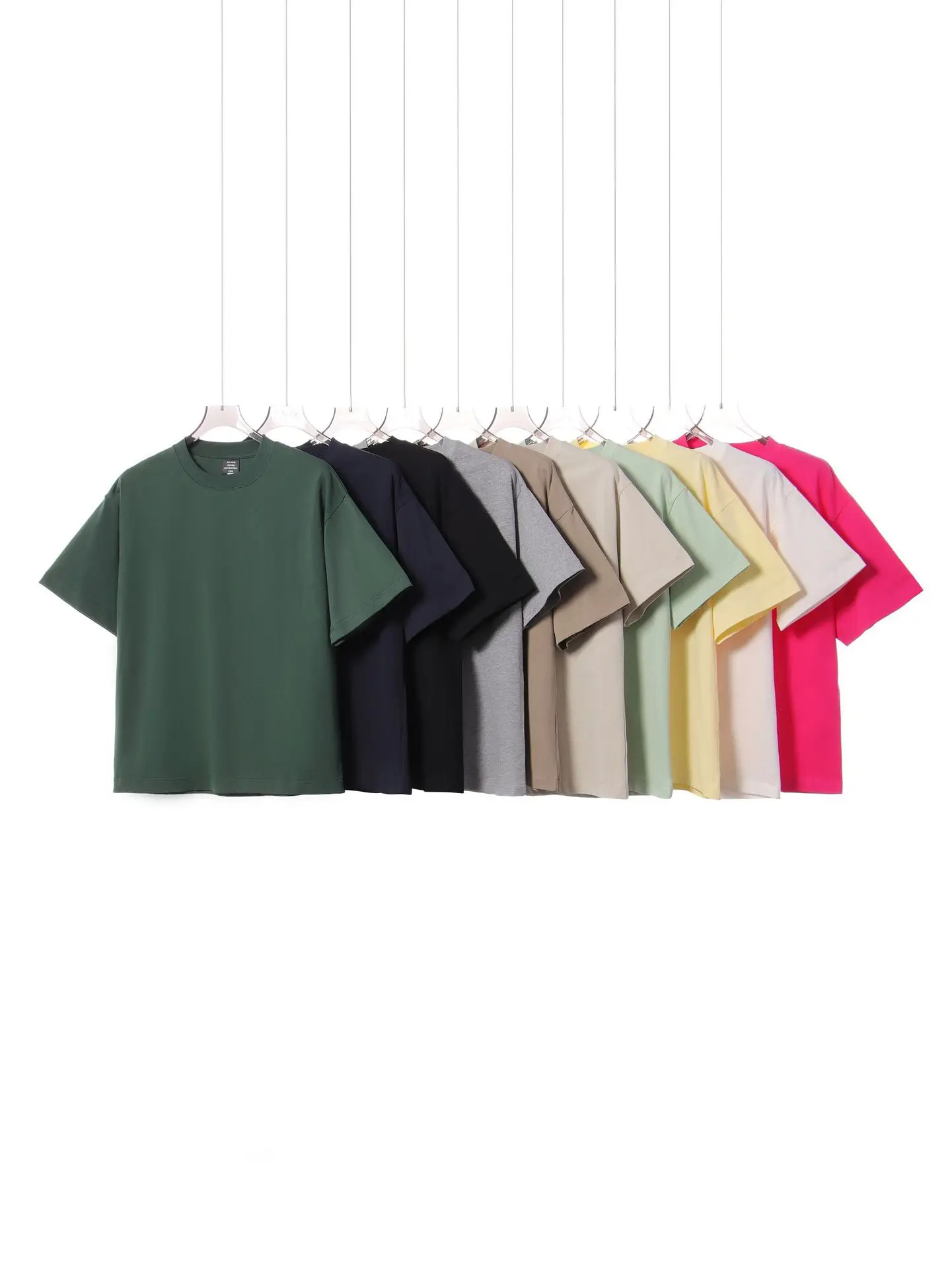 Men Cotton T-Shirts Black Green 250g Wholesale - Image 12