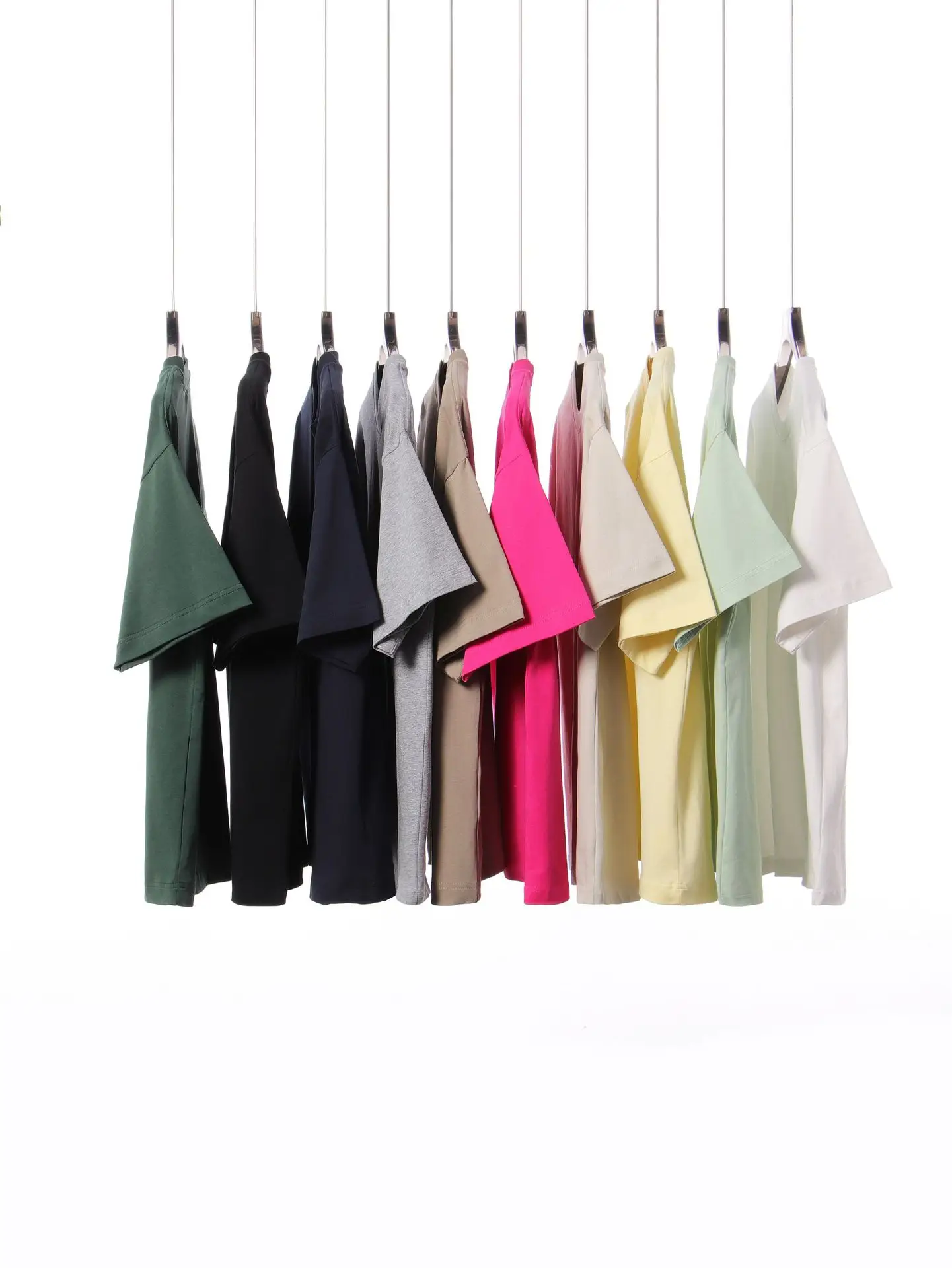 Men Cotton T-Shirts Black Green 250g Wholesale - Image 14