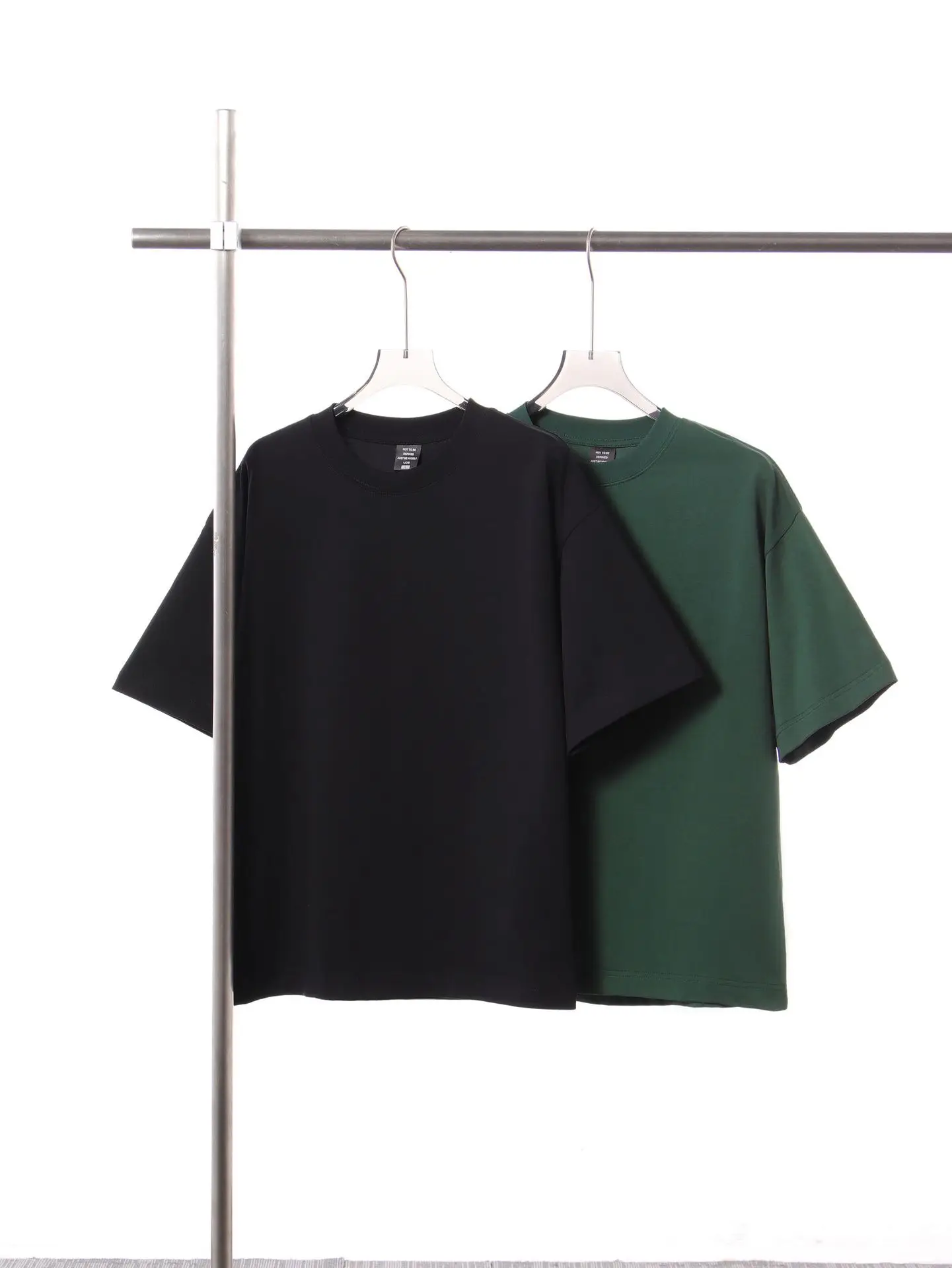 Men Cotton T-Shirts Black Green 250g Wholesale - Image 15