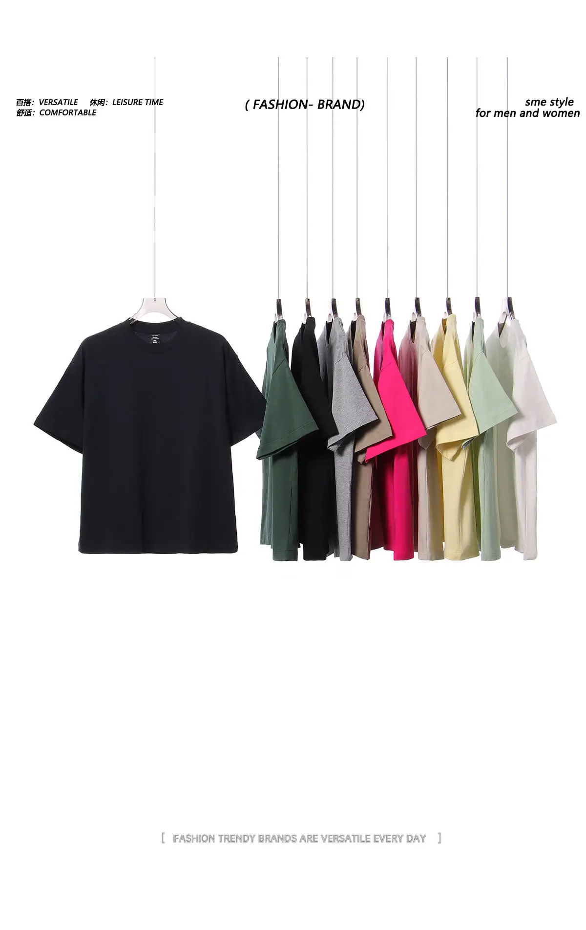 Men Cotton T-Shirts Black Green 250g Wholesale — feature 3
