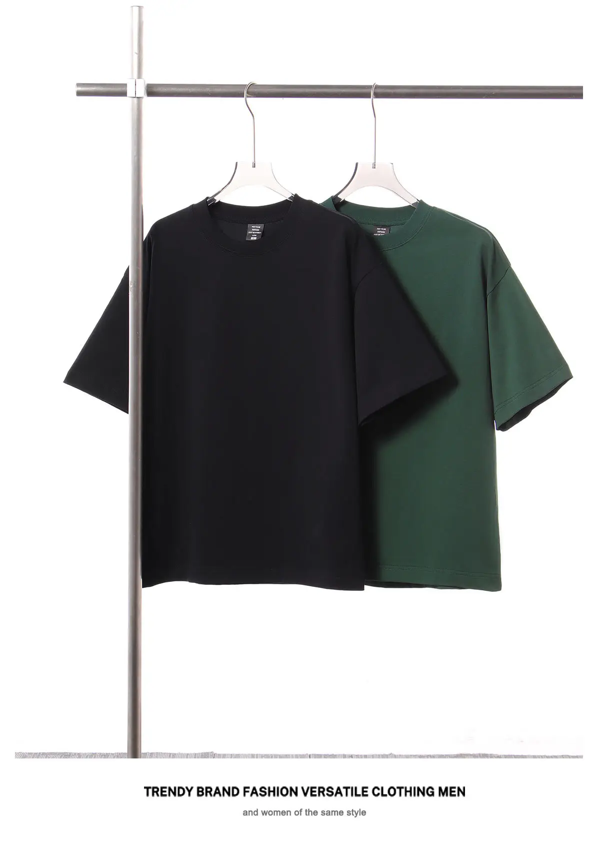 Men Cotton T-Shirts Black Green 250g Wholesale — feature 6