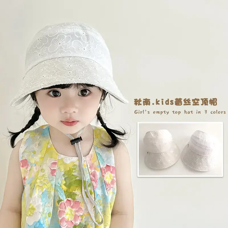 Qiunan Kids Sunscreen Hat White Ponytail Cap - Image 4