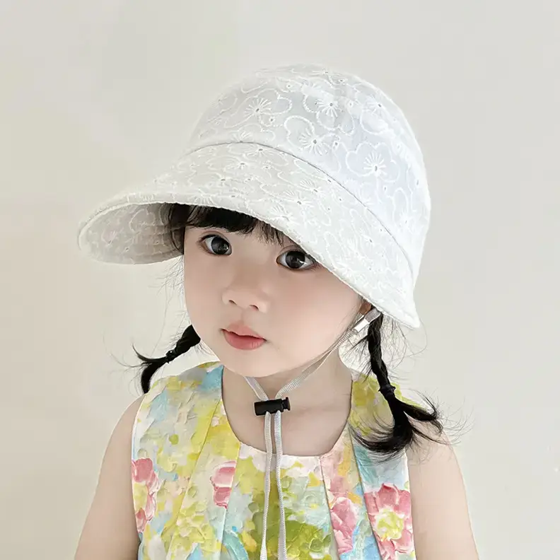 Qiunan Kids Sunscreen Hat White Ponytail Cap - Image 5