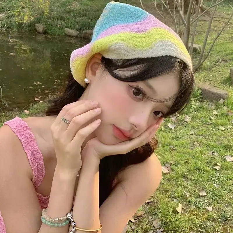 Dopamine Color Knitted Hair Cap for Girls 2024 - Image 3