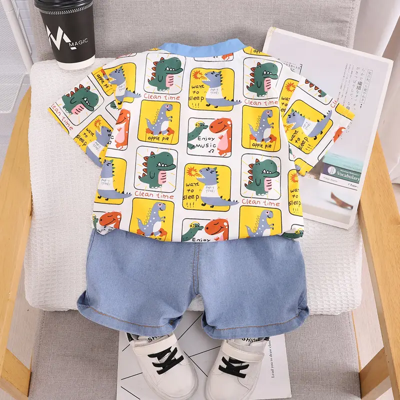 Kids Dinosaur T-Shirt & Denim Shorts Set - Image 3