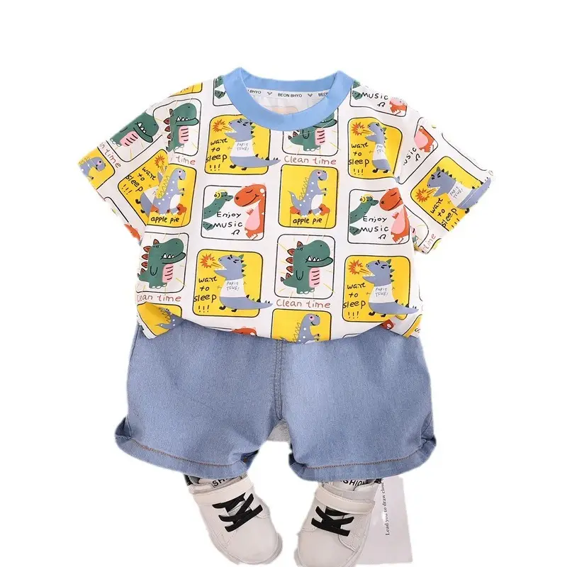 Kids Dinosaur T-Shirt & Denim Shorts Set - Image 4