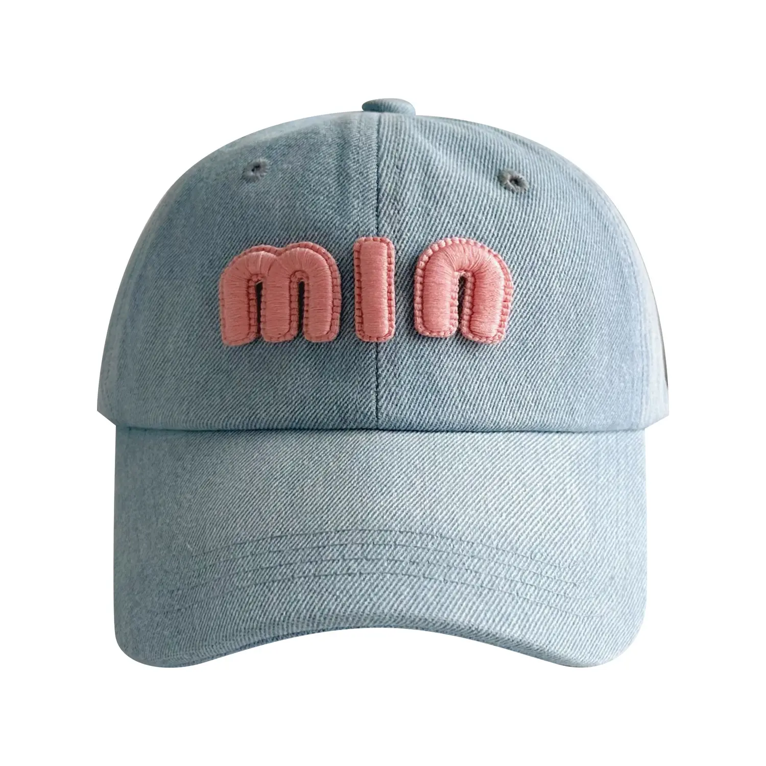 Men Denim Baseball Cap with "MIN" Embroidery Blue - Image 8