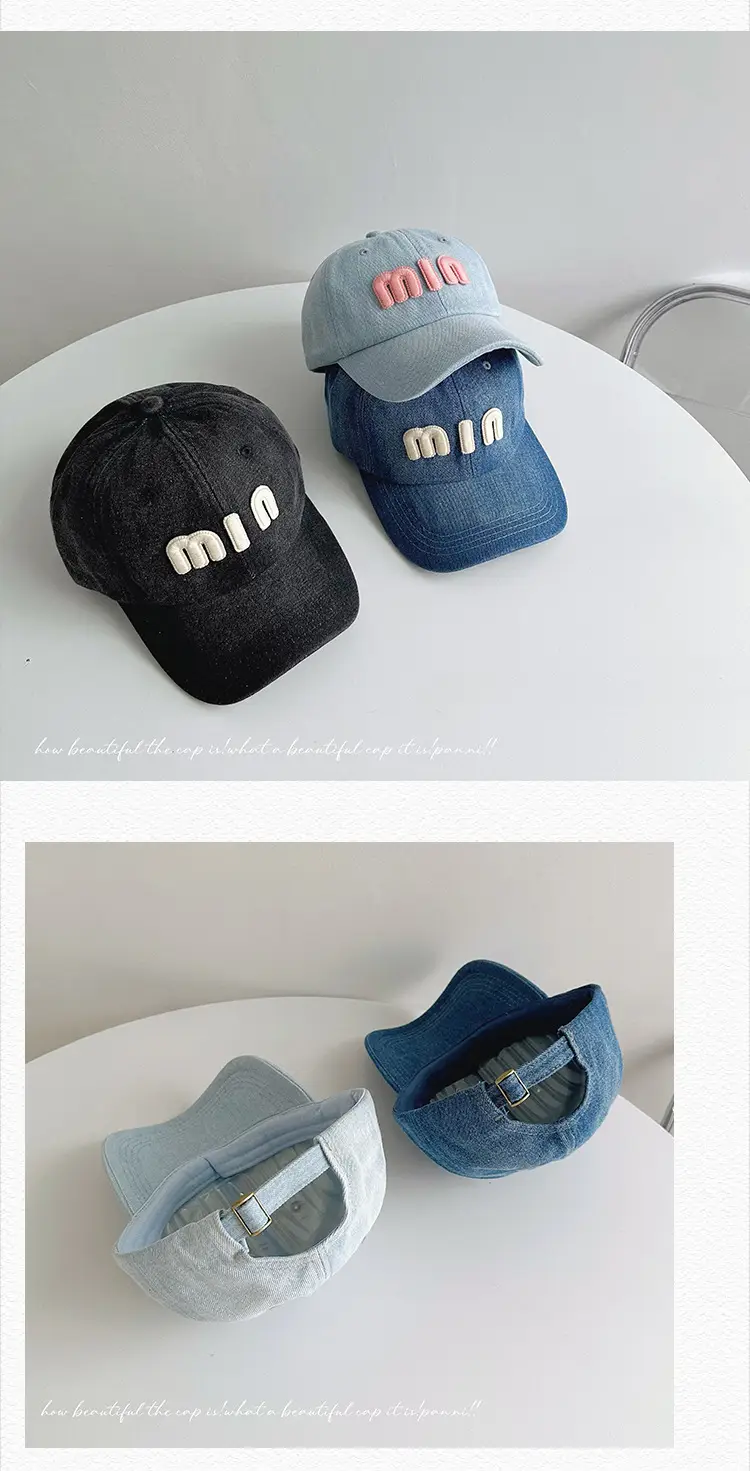 Men Denim Baseball Cap with "MIN" Embroidery Blue — feature 25