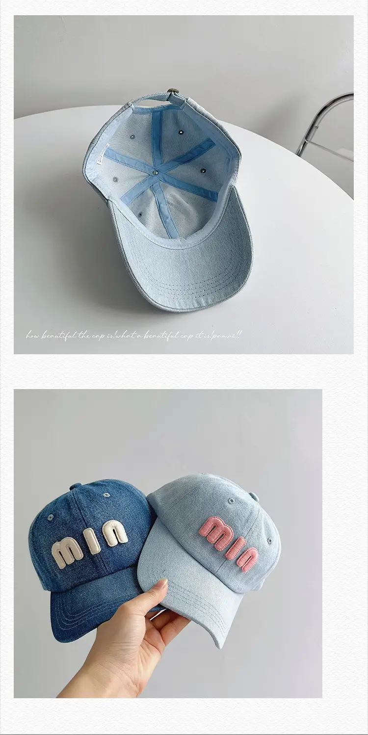 Men Denim Baseball Cap with "MIN" Embroidery Blue — feature 27