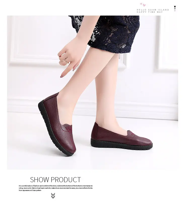 Middle-aged and elderly spring and autumn single shoes round head old Beijing cloth shoes flat heel soft bottom low top soft bottom casual women's shoes manufacturers on behalf — feature 8