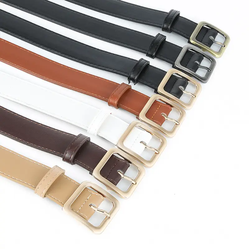 Brown Leather Belt with Gold Buckle for Women - Image 9