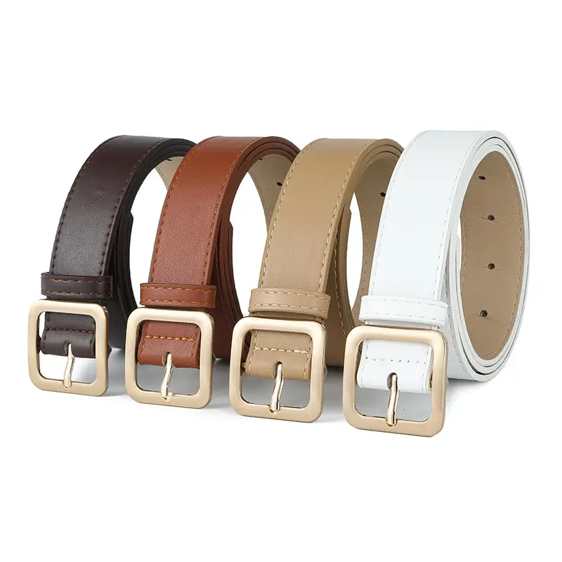 Brown Leather Belt with Gold Buckle for Women - Image 11