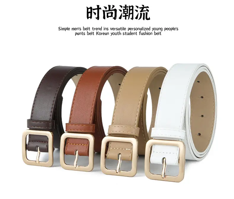Brown Leather Belt with Gold Buckle for Women — feature 35