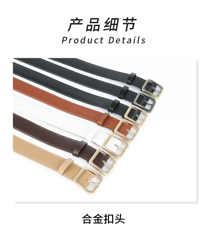 Brown Leather Belt with Gold Buckle for Women — feature 37