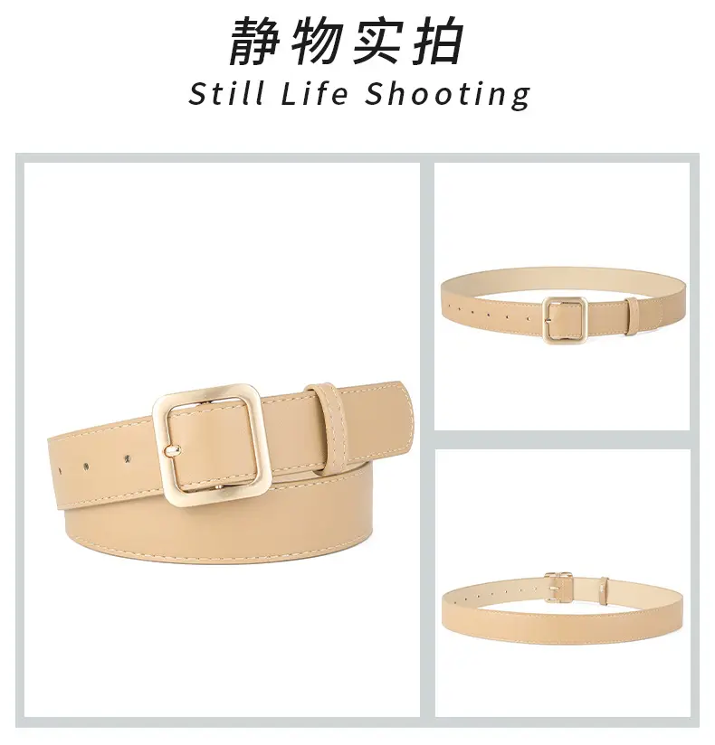 Brown Leather Belt with Gold Buckle for Women — feature 39