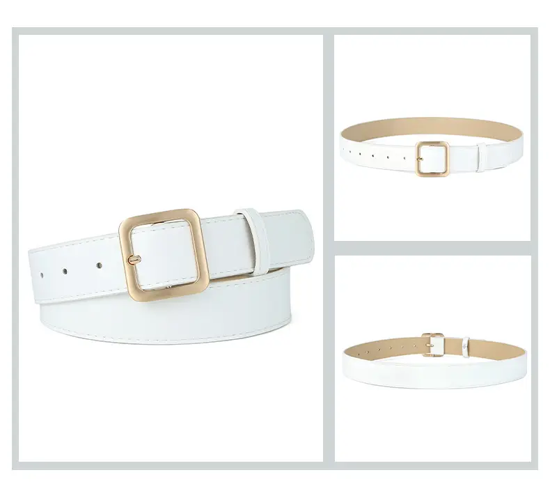 Brown Leather Belt with Gold Buckle for Women — feature 41