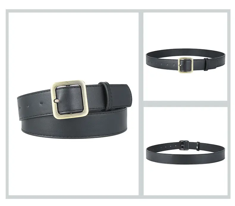 Brown Leather Belt with Gold Buckle for Women — feature 45