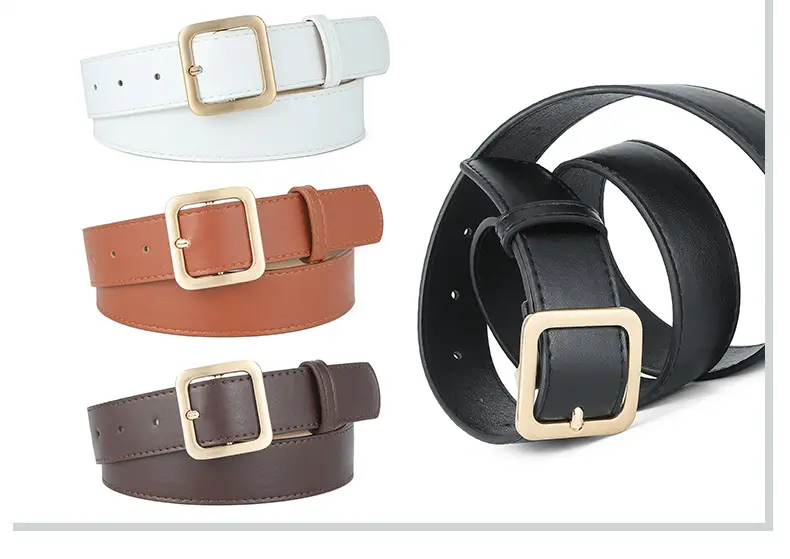 Brown Leather Belt with Gold Buckle for Women — feature 46